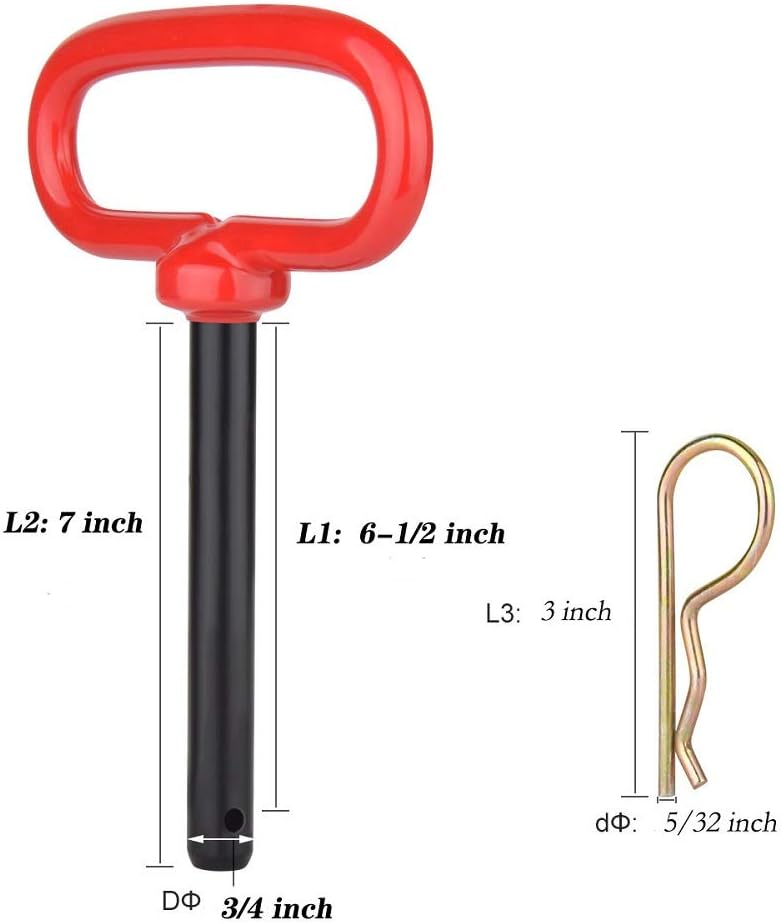 Comonc 3/4 inch Red Handle Hitch Pin Trailer Towing Hitch Pin and Clip Tractor Pins ,3/4 * 6-1/2 inch - Image 2